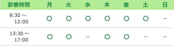 守健診内科の診療時間です。